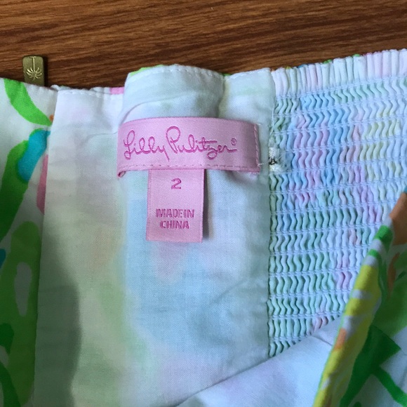 LILLY PULITZER STRAPLESS SHANDY PEPLUM TOP SZ 2 - Picture 4 of 4